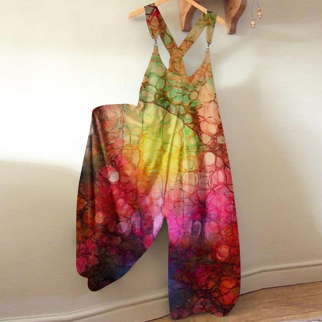 Женский модный летний милый свободный повседневный комбинезон с принтом в стиле ретро и ремешками