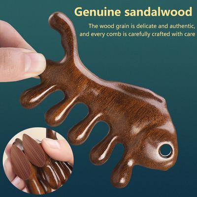 Массажная расческа в форме золотой рыбки из сандалового дерева, расческа для головы, лица, носа, глаз, плеч, шеи, антистатическая утолщенная расческа с широкими зубцами