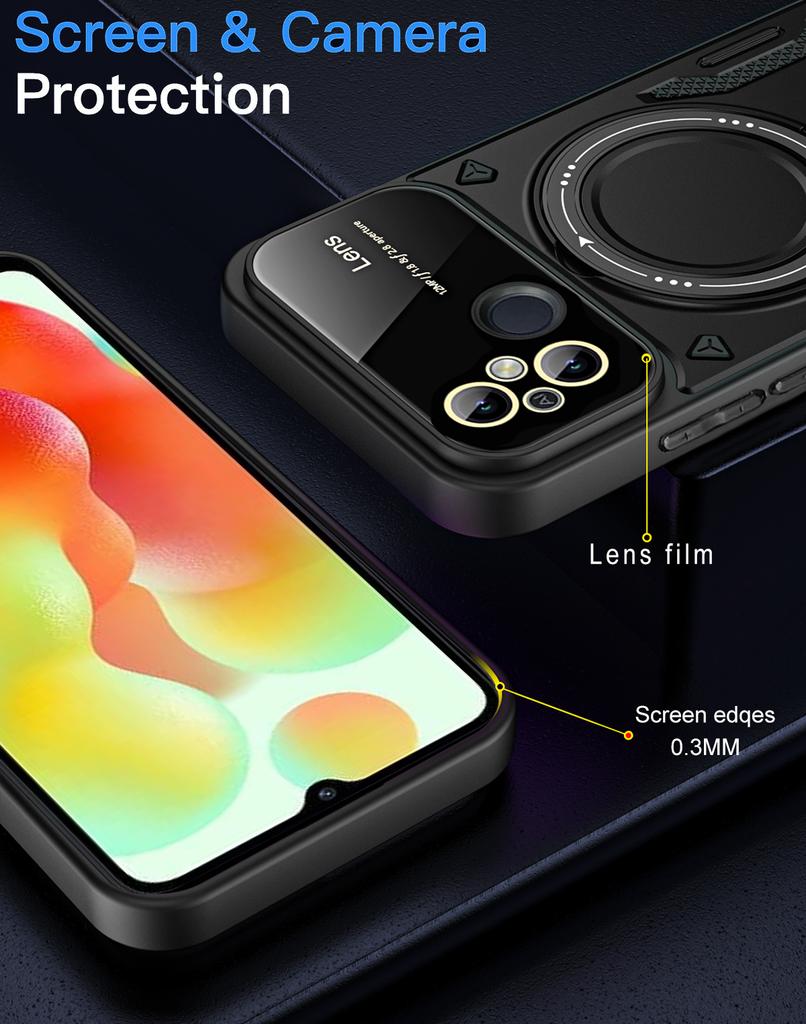 For Xiaomi Redmi 12C Case Shockproof Armor Ring Holder Covers For Redmi 12C 12 C Redmi12C Magsafe Wireless Phone Case