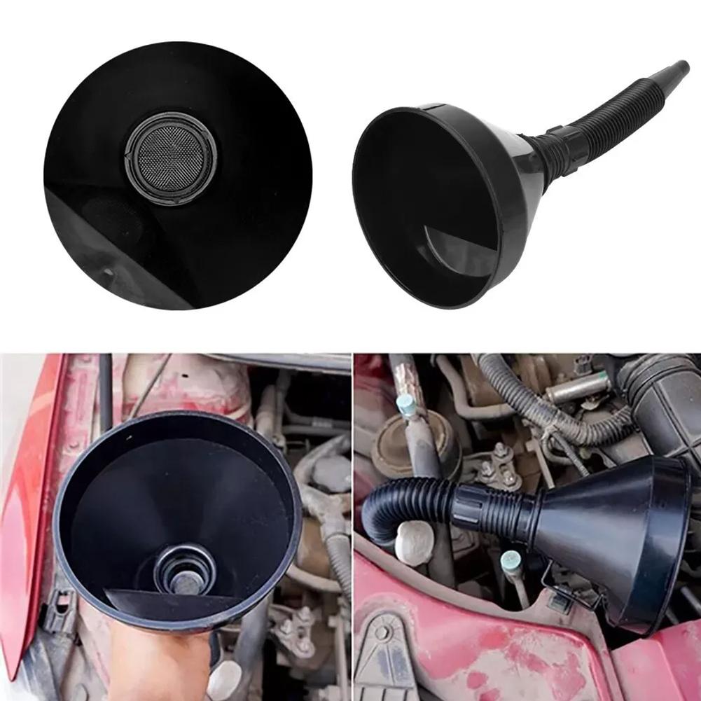 1Pcs Universal Car Refueling Funnel With Filter Detachable Hose Funnels Tools Oil Filling Gasoline Motorcycle