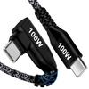 USB C Cable L-shape PD Compatible Type C 100W/5A Fast Charging L Type High Output 1.8M USB-C To Prevention of Disconnection Nylon Knitting Charging
