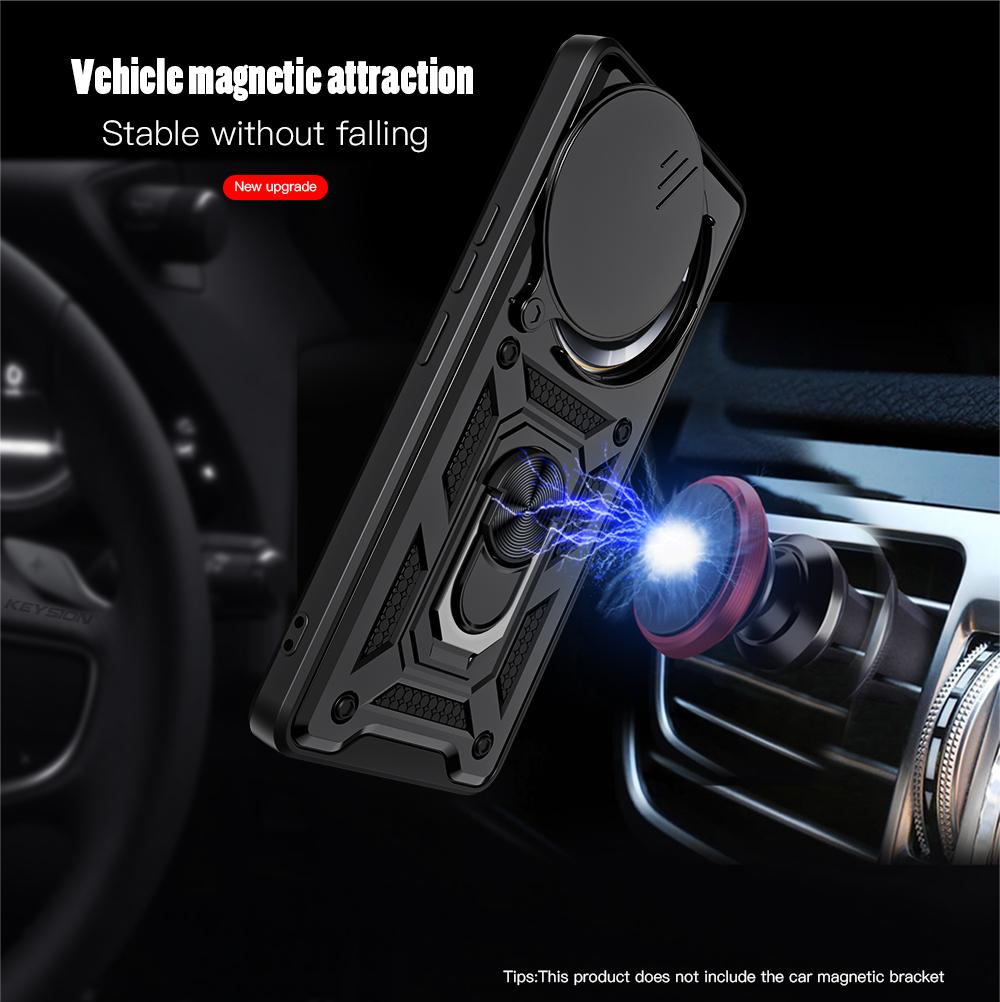 KEYSION Противоударный чехол для HONOR X9c 5G Slide Camera Защитное кольцо Подставка для телефона Задняя крышка для Huawei Honor Magic 7 Lite 5G