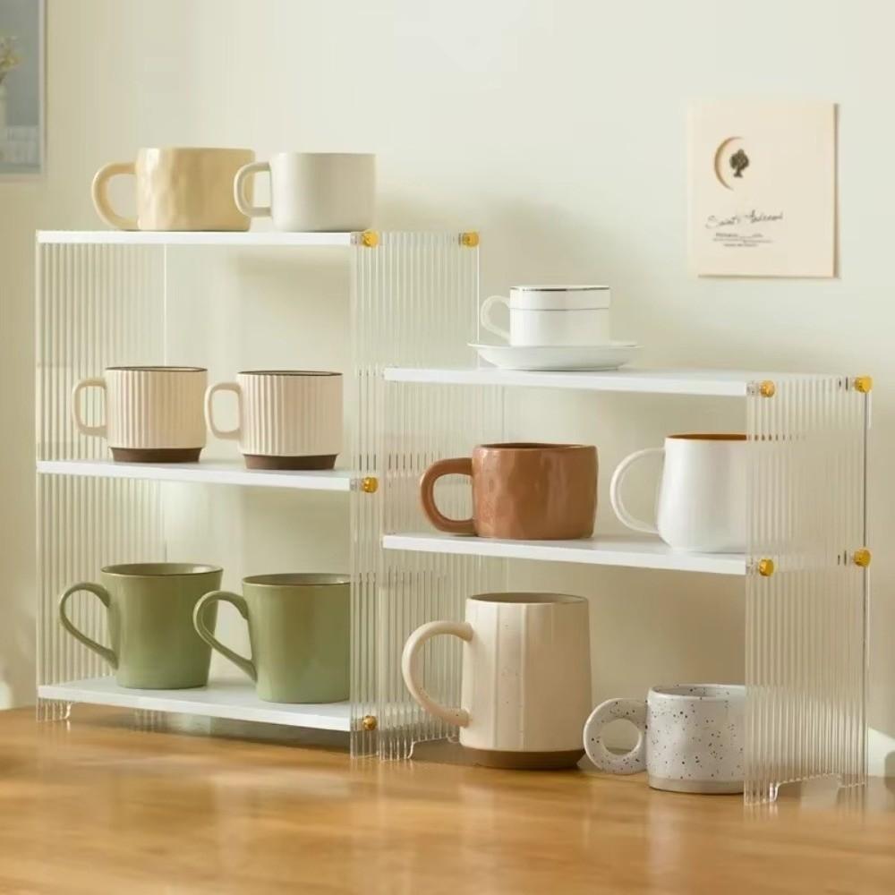 Acrylic Cup Storage Rack Tabletop Teacup Display Shelf Tabletop Cup Storage Box  For Home Kitchen