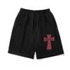 Американские ретро спортивные шорты с принтом крестов, мужские летние модные брендовые универсальные свободные шорты до колена