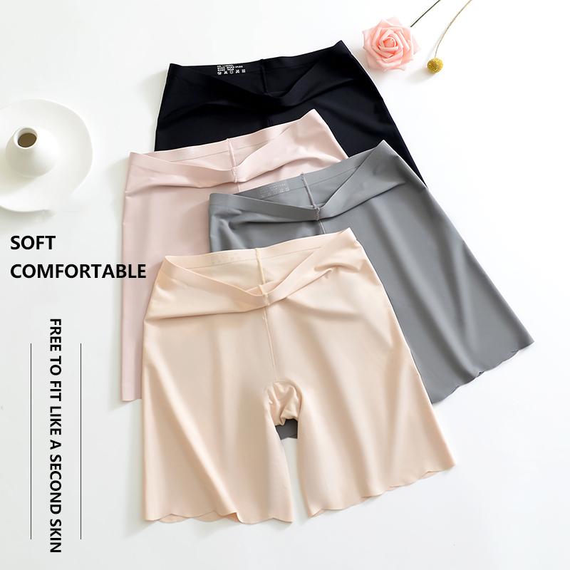 Flarixa Бесшовные защитные брюки из ледяного шелка с высокой талией 2 в 1, женские трусики с волнистыми дышащими короткими юбками, колготки, женское нижнее белье