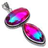 Bi-Color Tourmaline Gemstone Handmade 925 Sterling Silver Pendant 3.47" B0i44