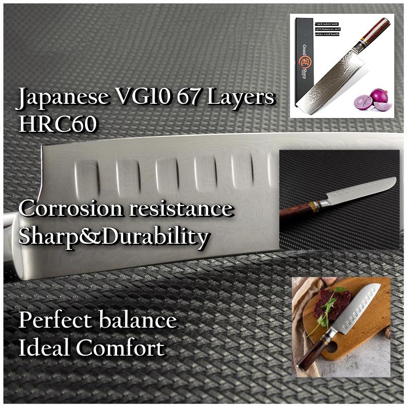 Набор кухонных ножей из дамасской стали, 2 шт., дамасские ножи vg10, японский стальной нож Сантоку Накири