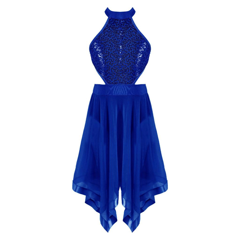 Без рукавов с блестками, декор с открытой спиной и талией, вуаль, неровный подол, танцевальное платье с открытой спиной, детская стильная одежда для девочек