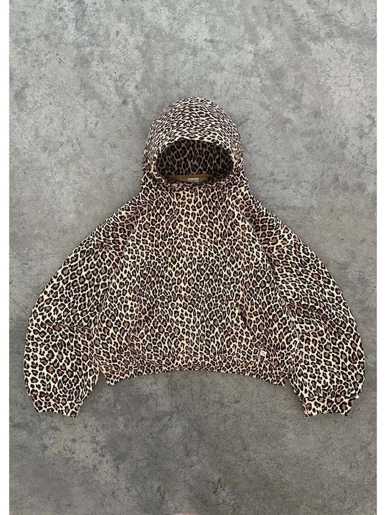 Y2K Retro Leopard Print Hooded Sweatshirt - Unisex Harajuku Hip-Hop Style Pullover