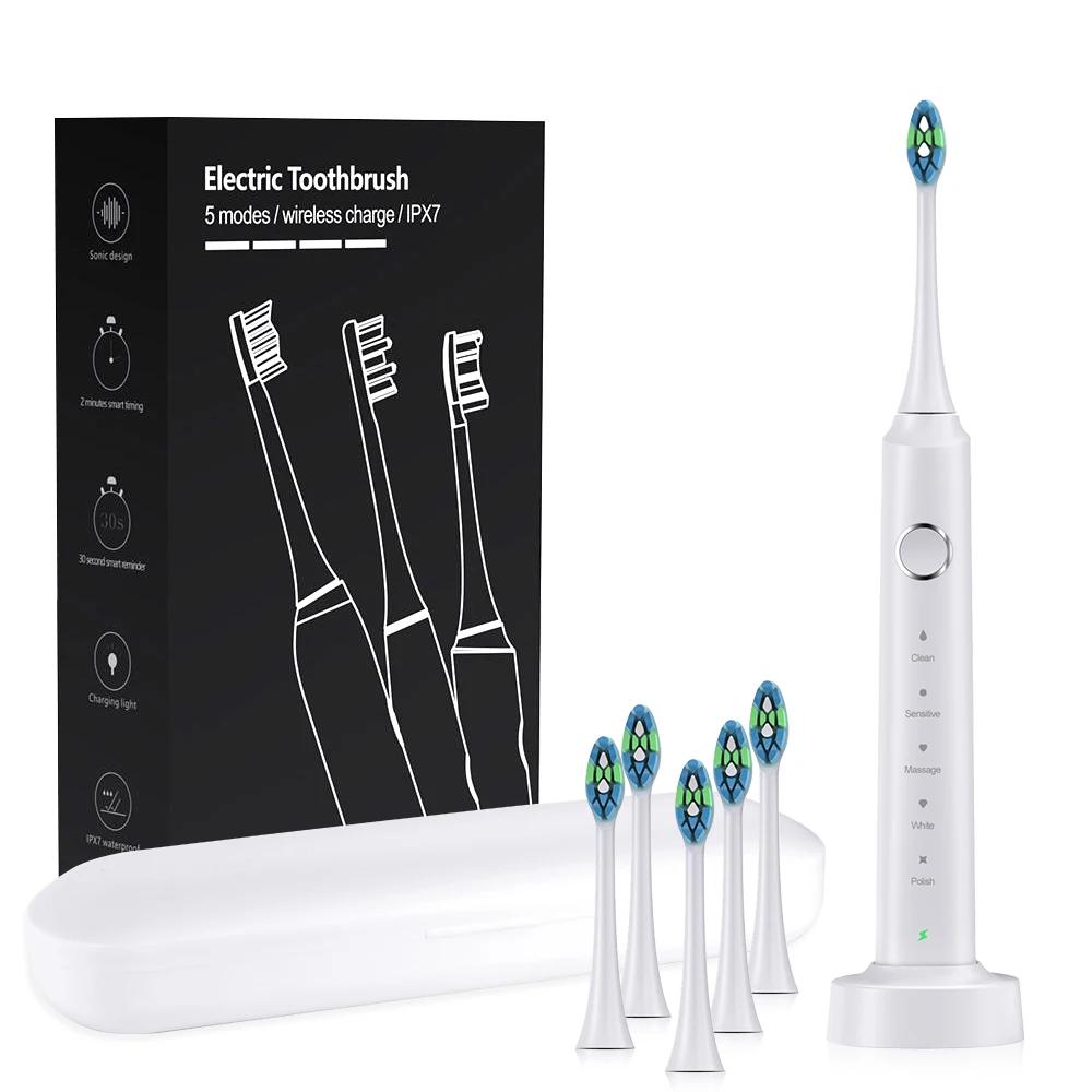 Sonic Electric Toothbrushes for Adults Smart TimerTeeth Whitening Toothbrush IPX7 Waterproof 6 Replaceable Heads Set