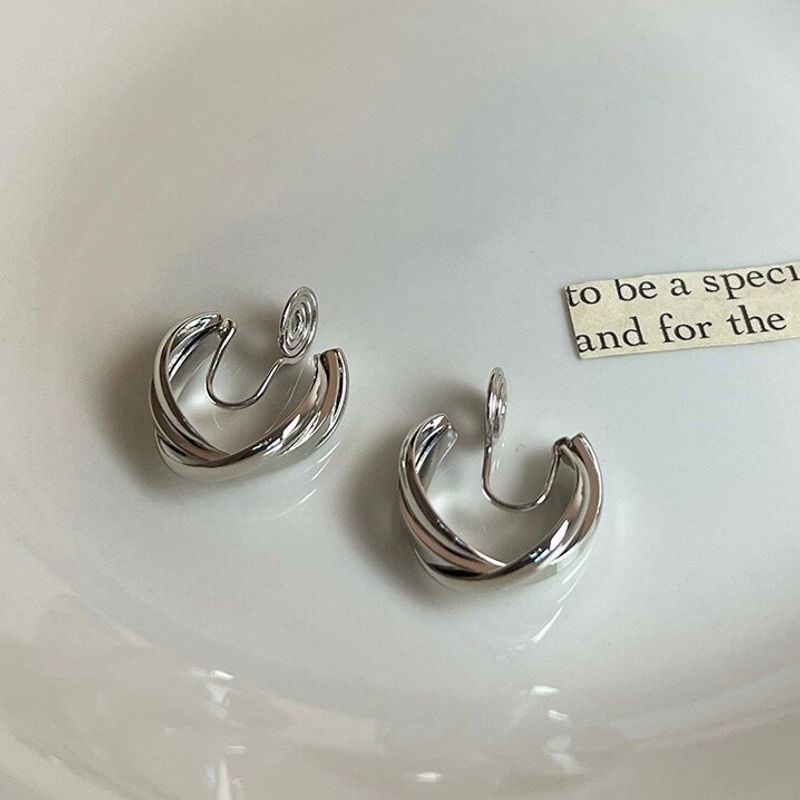 Joyau Trio Glossy Multi-Layer round Ring Earrings Mosquito Coil Ear Clip Fashion Wind Easiest for Match Sterling Silver Needle Ear Studs