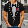 Мужская футболка, имитация костюма-двойки, пуловер, топы с круглым вырезом, короткий рукав, дышащая повседневная одежда