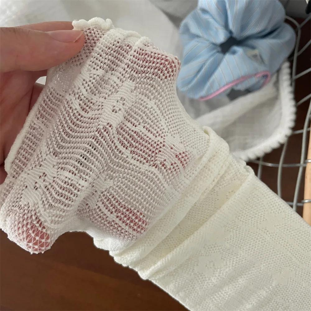 1 пара кружевных носков для женщин, сетчатые, тонкие, дышащие, летние, свободные, длинные, с цветочной вышивкой, милые, для девочек, японские, кавайные, милые носки