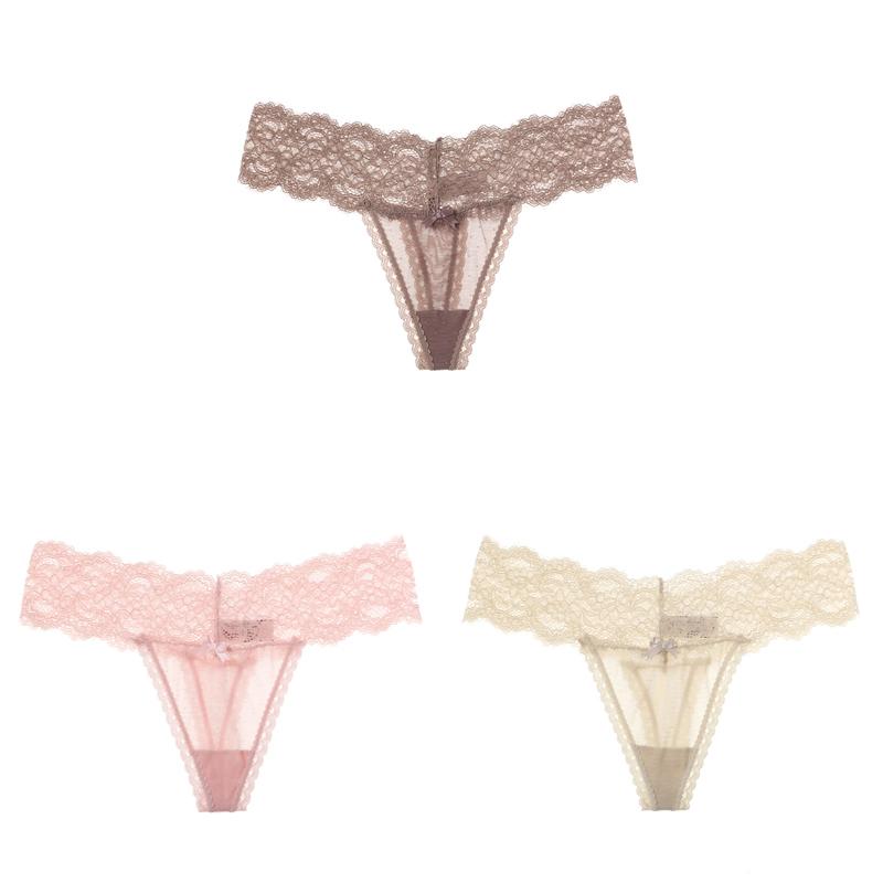 TERMEZY 3Pcs/Lot Women Sexy Panties Lace Low-waist G String Hollow Thong Pants Soft Thin Briefs Comfort Breathable Underpants