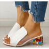 Women Crystal Sandals 2025 New Spring Summer Open Toe Sandals Square Heels Beach Sandals Women Sandalias De Mujer