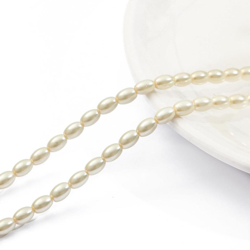 80 см стеклянные искусственные жемчужины бусины белые цвета слоновой кости овальные бусины для изготовления ювелирных изделий своими руками ожерелье браслет серьги фурнитура
