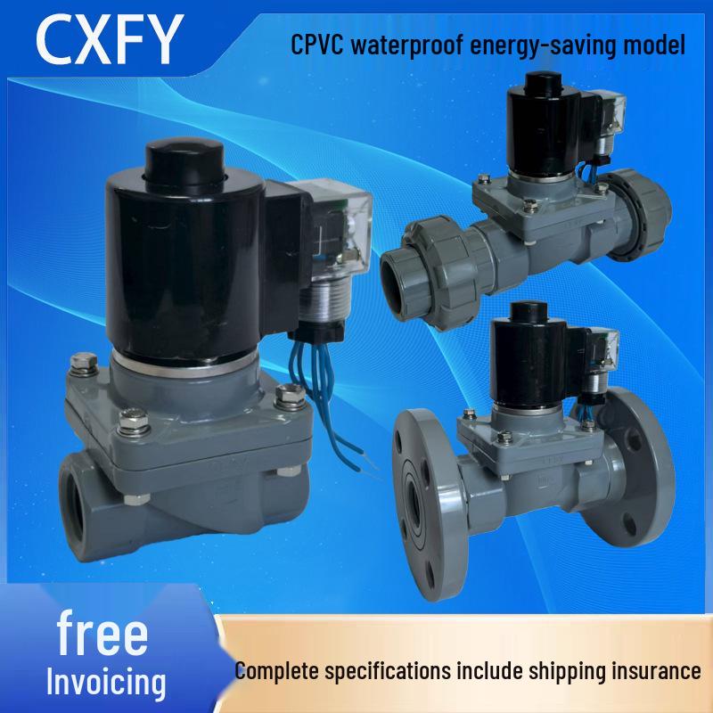 CXFY Energy-Saving Waterproof CPVC Solenoid Valve for Strong Acid and Sulfuric Acid in Chemical Industry