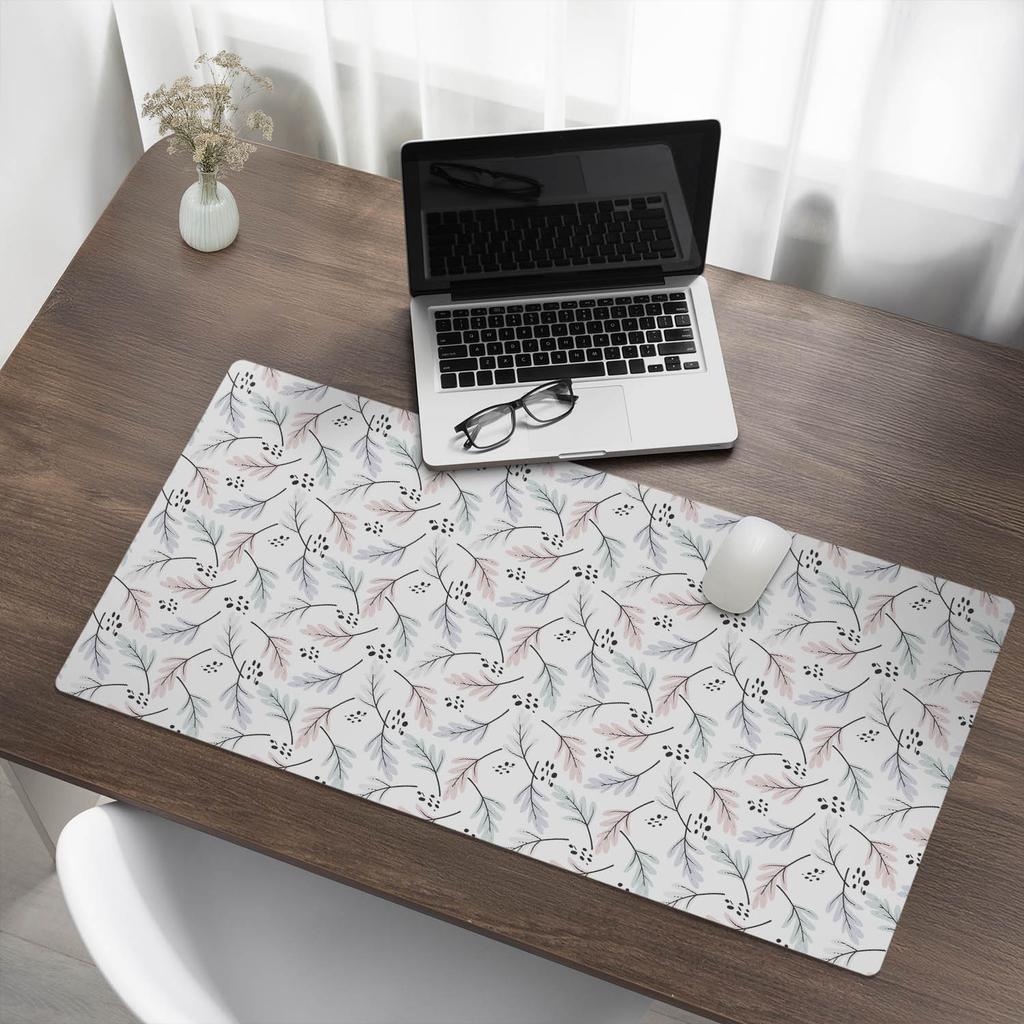 Modern Protective Keyboard Mat Pastel Leaf Pattern 100x50 cm