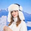 Winter Thickened Plush Bomber Hats for Women Men Waterproof Fur Cap Windproof Ear Protection Cap Outdoor Warm Earflap Skiing Hat