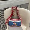 Red Plaid Personalized Bag New Trend Fashion College Handbag