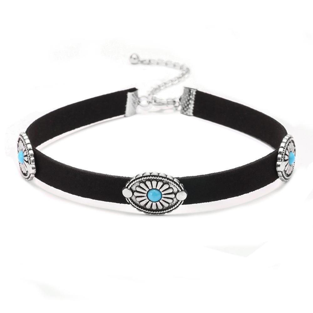 2PCS Ethnic Style Boho Necklace Retro Women Collares Tassel Jewelry Turquoises Necklaces Women