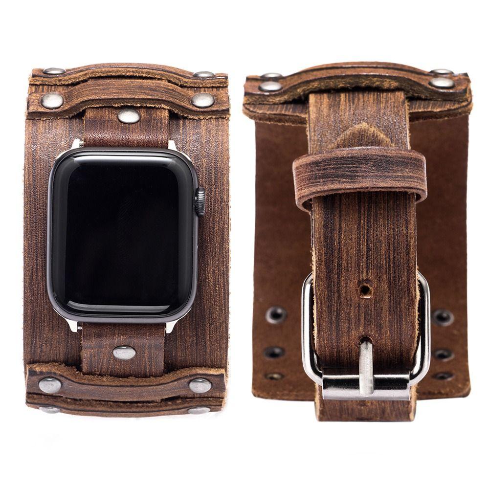 Панк Кожаный Ремешок для Apple Watch 7 6 5 4 3 SE iWatch 38 40 41 45 42 44 мм Аксессуары для Смарт-часов