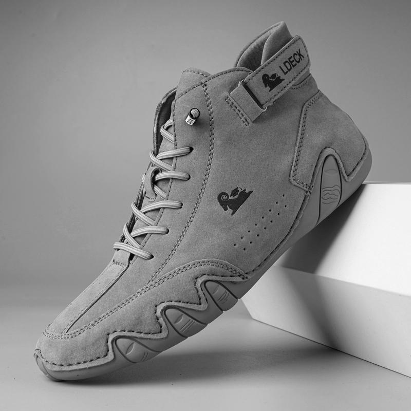 Leather Casual Shoes Men Ankle Boots Fashion High Top Sneakers Luxury Designer Loafers Men Moccasin Driving Motorcycle Shoes