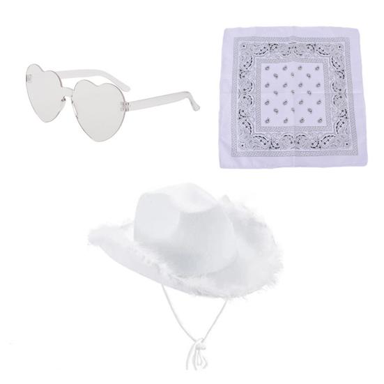 3 шт./компл. ковбойская шляпа, женская розовая фетровая шляпа в стиле вестерн, ковбойская шляпа с банданой, очки, аксессуары, головной убор