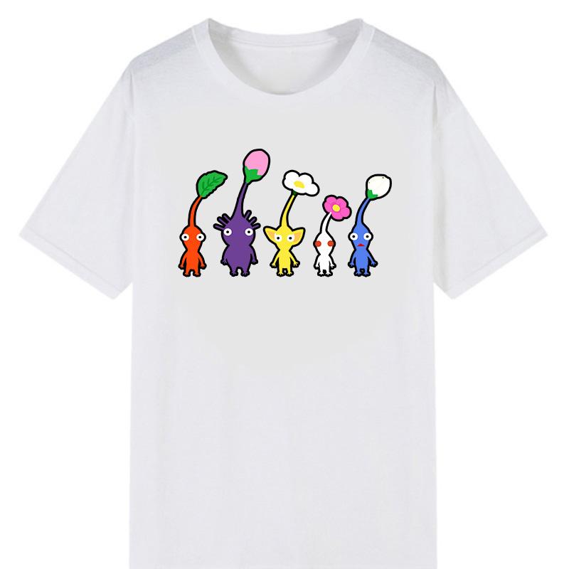 Kawaii Pikmin T Shirt Unisex Funny TShirt Harajuku Cute Cartoon Graphic Tshirts Summer Breathable Comfortable Tee Ropa Hombre