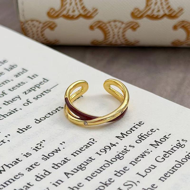 Новогоднее Анкара Красная Капля Масла Кольцо Удачи Zir*****Pen Ретро Легкая Роскошь Нишевый Премиальный Чувственный Кольцо на Указательный Палец Женское