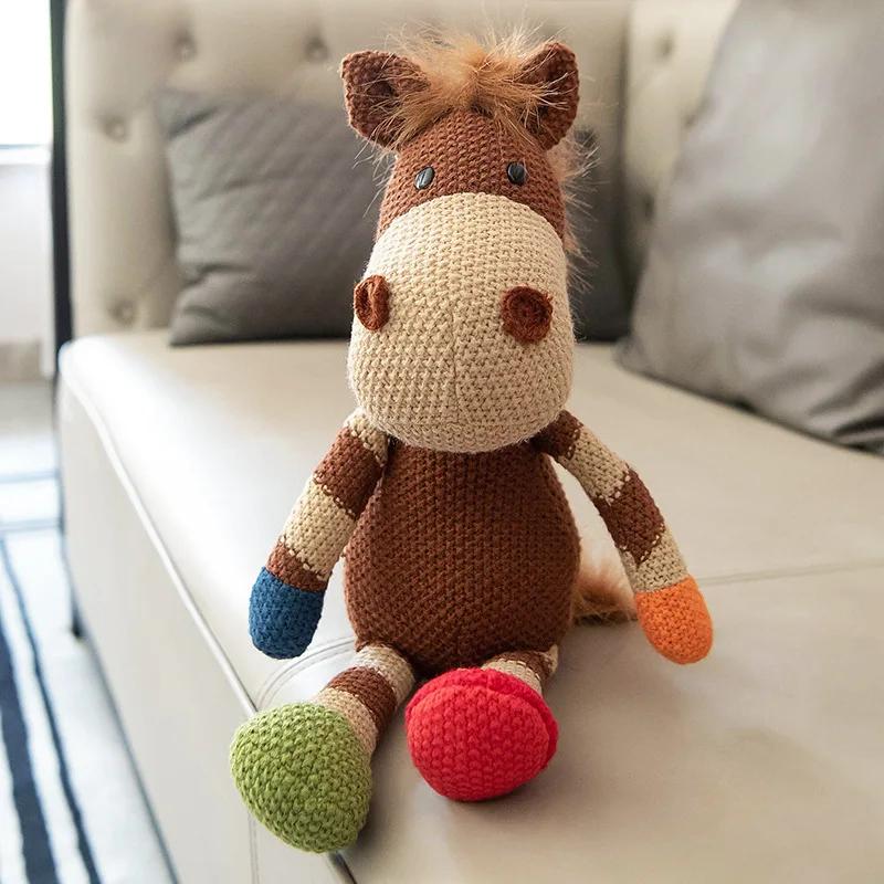 Crochet Animals Plush Stuffed Bunny Monkey Dolls Cotton Knitted Plushies Rabbit Cuddle Toys Kids Early Educational Peluche Toy