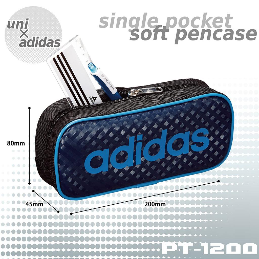 Mitsubishi Pencil Adidas Pencil Single Blue and White Enamel and PT1200AI07B1 Case, Zipper, AI07, Cloth,