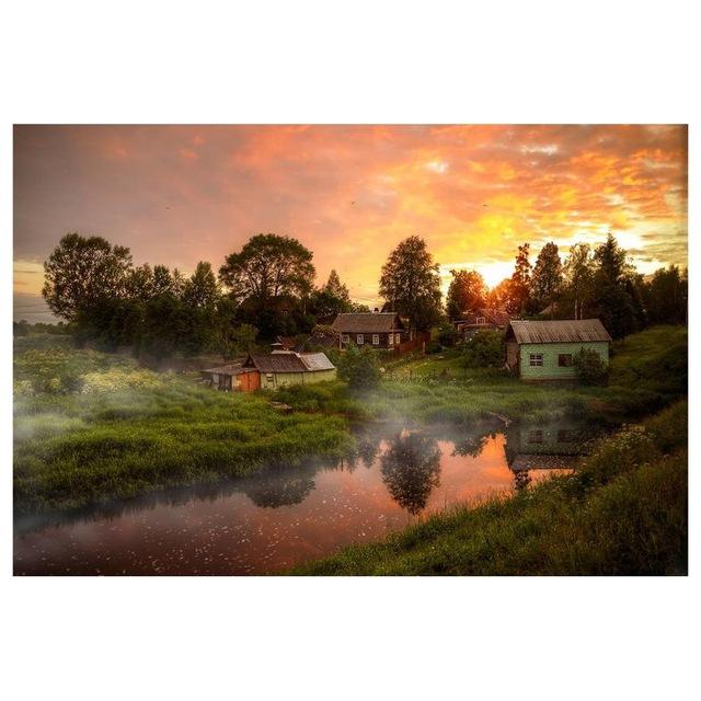 RUOPOTY Цифровая живопись Осенний пейзаж Wall Art Уникальный подарок DIY Рамка Украшение дома Ручная роспись Раскраска Гостиная