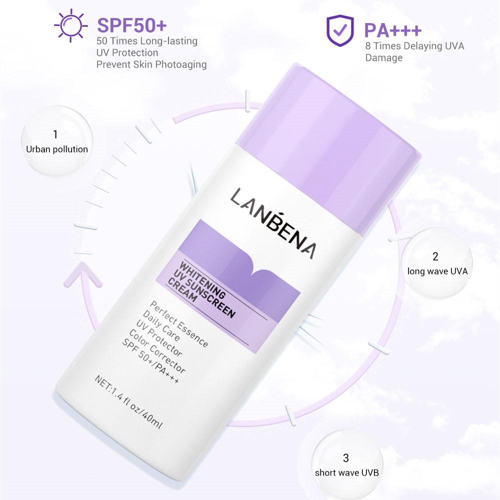 LANBENA UV Sunscreen Face Cream Sunblock SPF50+ Whitening Sweat-proof Waterproof Body Skin Care 40ml