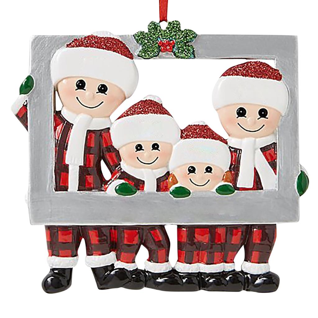 New Christmas Pendant Snowman Deer Penguin Family Resin Hanging Ornament DIY Name Blessing New Year Home Decoration 2025