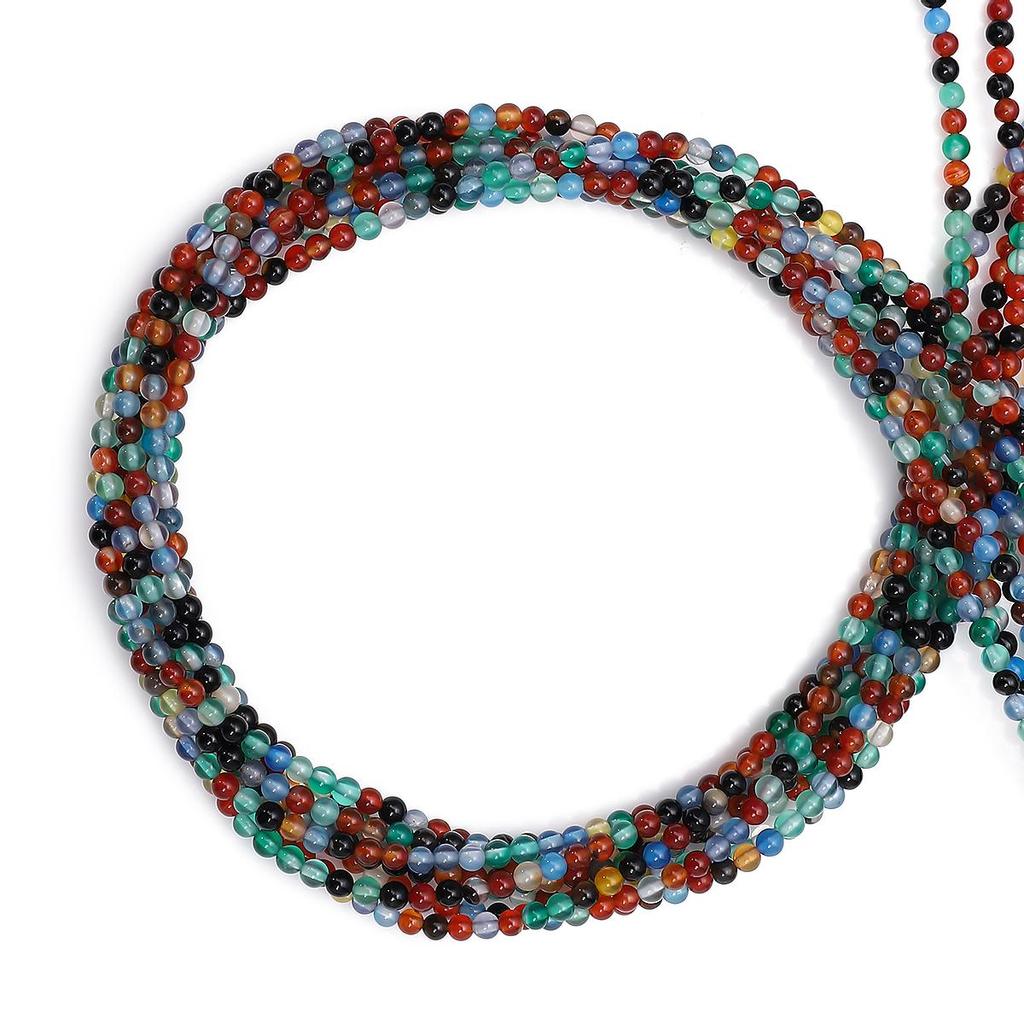 Натуральный камень, разноцветные агаты, нефрит, яшма, круглые свободные бусины для изготовления ювелирных изделий, браслет, ожерелье, аксессуары, 15 дюймов, нить