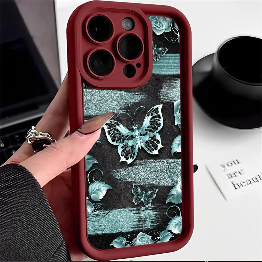 Мягкий чехол из ТПУ с ангельскими глазками для Samsung A05 A04 A10 A30 A13 A23 A53 A14 A24 A34 A54 A15 A25 A35 A55 S20 S23 FE S24 Ultra Ae64 с изображением бабочки и цветка