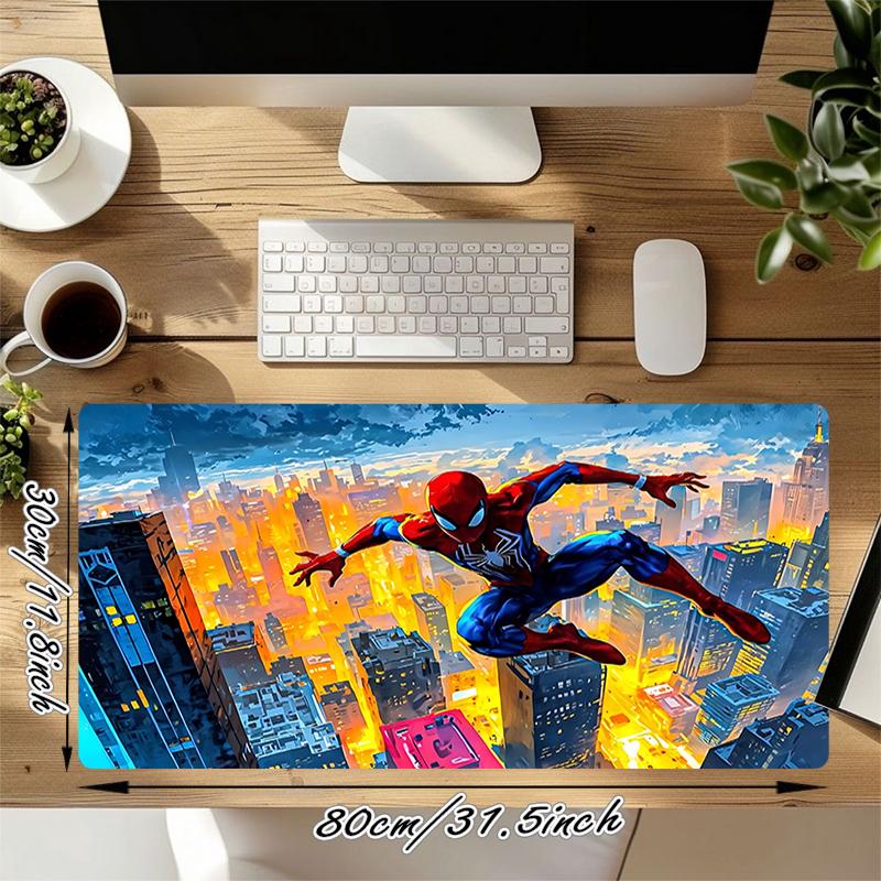 1Pc Spiderman City Flames Gaming Mouse Pad Keyboard Desk Mat Non-slip Rubber Lock Edge Waterproof Computer Mousepad for Office Home Decor Y1614