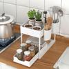 2 Tier Sliding Cabinet Basket With Hooks Under Sink Organizer Upgraded Bathroom Organizer  Bathroom