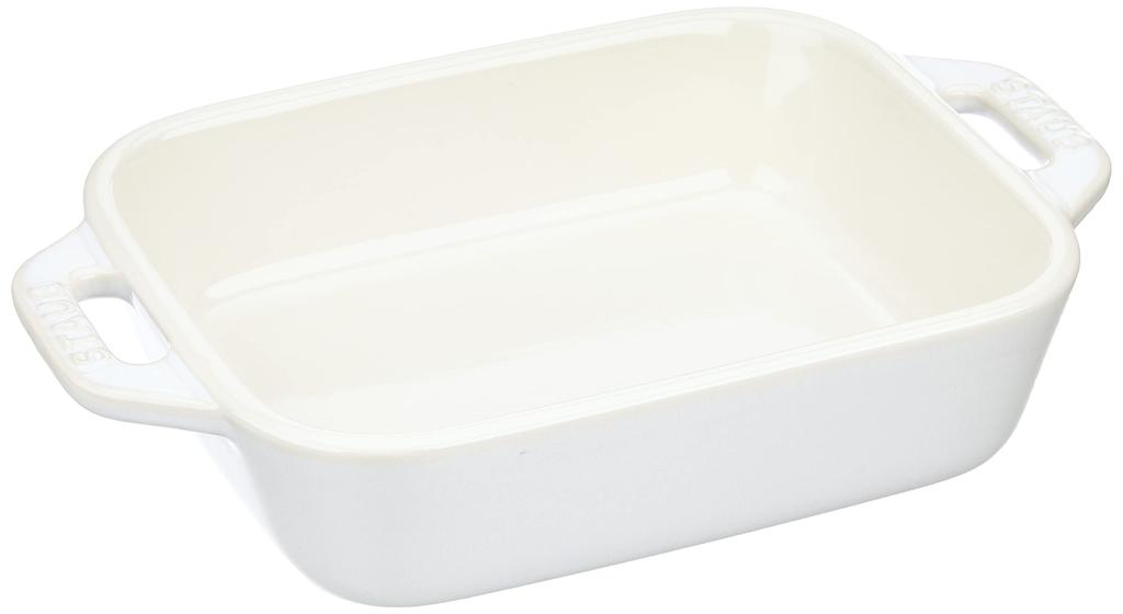 Staub Dish X 2P Set Ceramic Set Gratin Dish Oven Microwave Safe Japanese Dish "Rectangular (14 11cm) Ivory" [Authorized Product] 40508-169