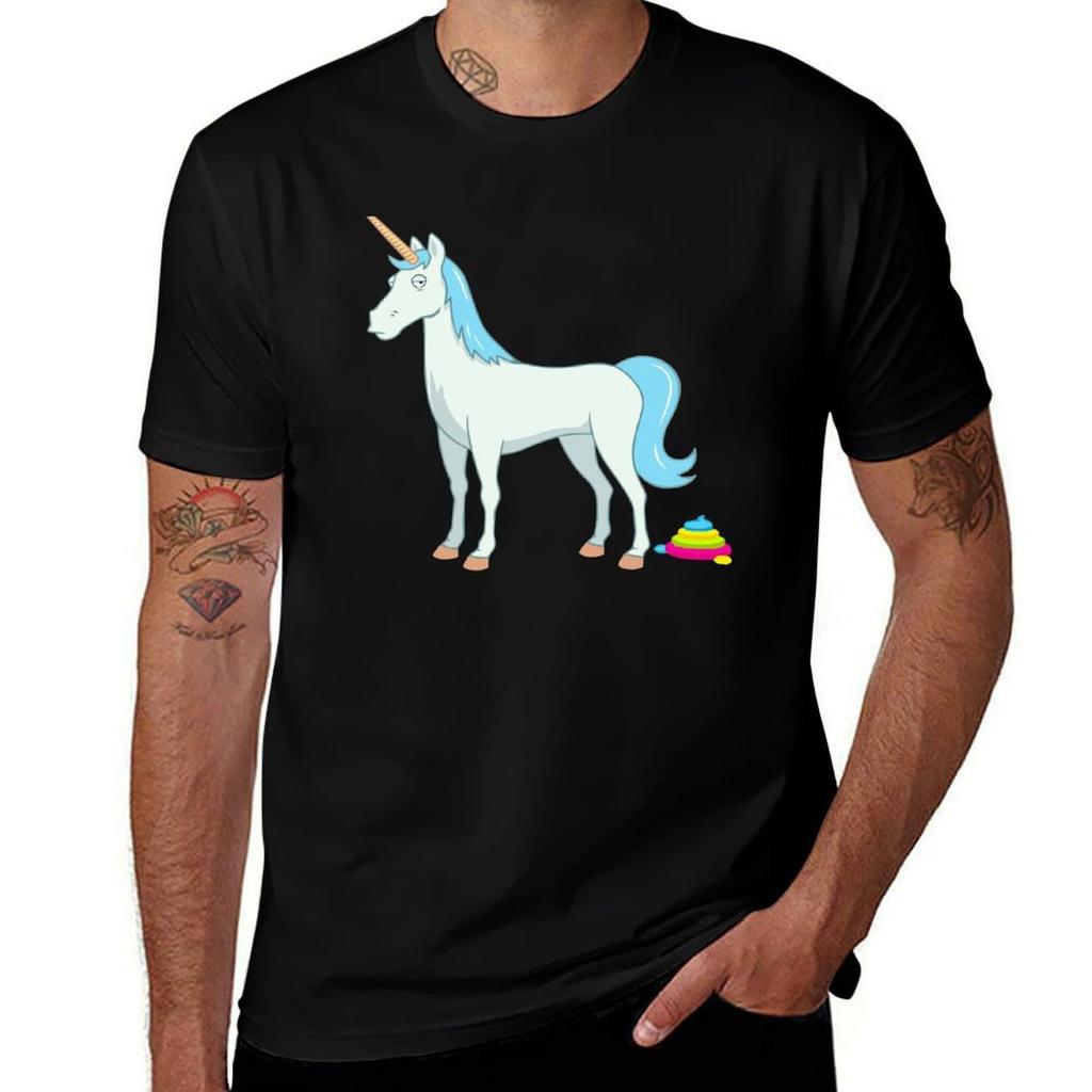 Cute Magical Unicorn Poop with Rainbow Tail TShirt Lightweight Running Sports TShirt