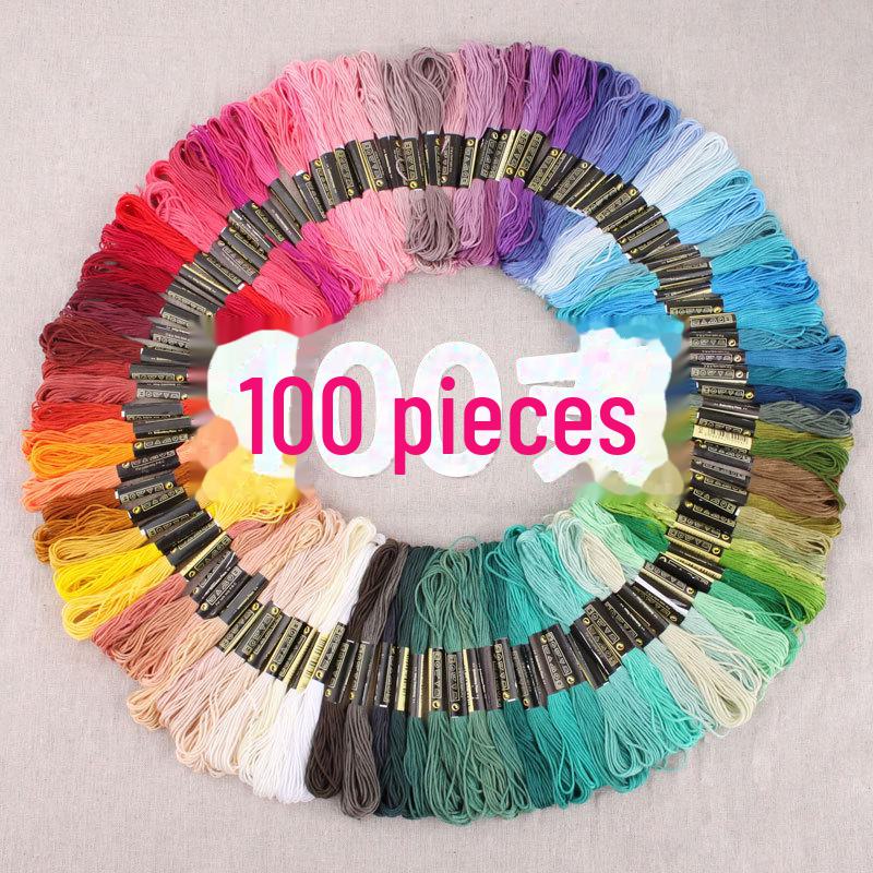 100-Color Handmade Embroidery Cotton Thread Set - Six-Strand Cross Stitch, Coarse Insole, Silk Thread