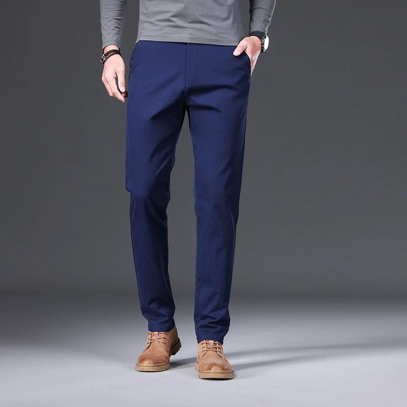 Хлопковые мужские повседневные брюки осенняя мода удобные эластичные узкие прямые деловые брюки черного цвета Army Green цвета хаки