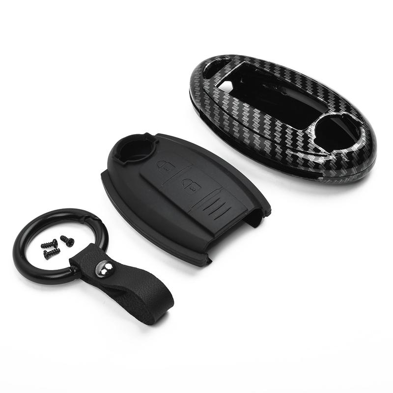 Car Key Protector Cover with Keychain Fits For Qashqai J11 For Juke F15 Skyline Made of ABS with Silicone Interior