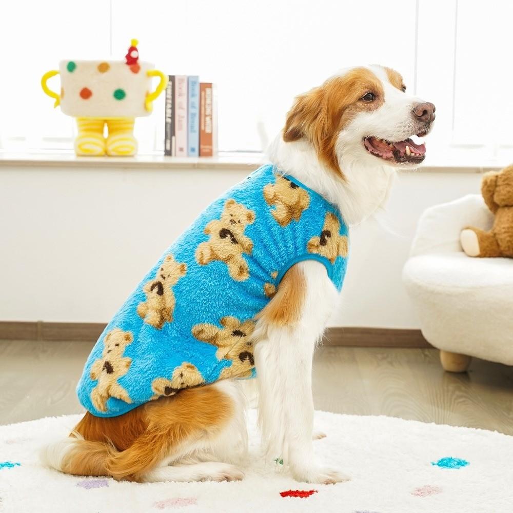 Новая одежда для щенков Зима 3XL-9XL Милый узор с мишкой Теплый флисовый жилет для собаки Товары для домашних животных Собачий свитер-жилет Питбуль Новогодний подарок
