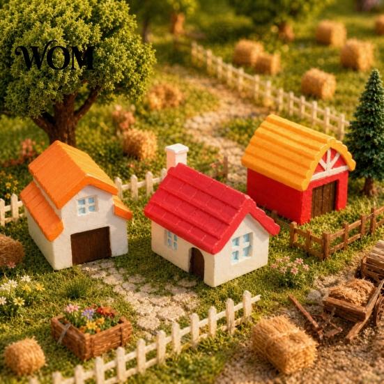 Sun Resistant Miniature House Figurine, Mini Ornament for Micro Landscape, Small Tiny Toy Decoration Doll Fairy Garden Planter Pot