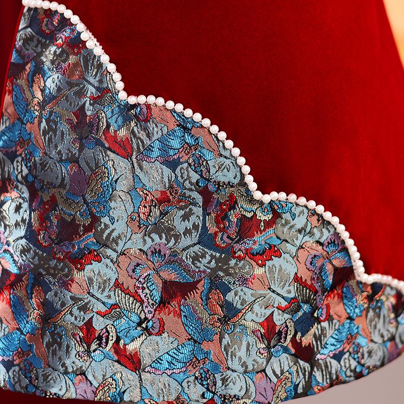 Зимнее теплое плюшевое платье-чонсам ханьфу для девочек - маленькие и средние размеры