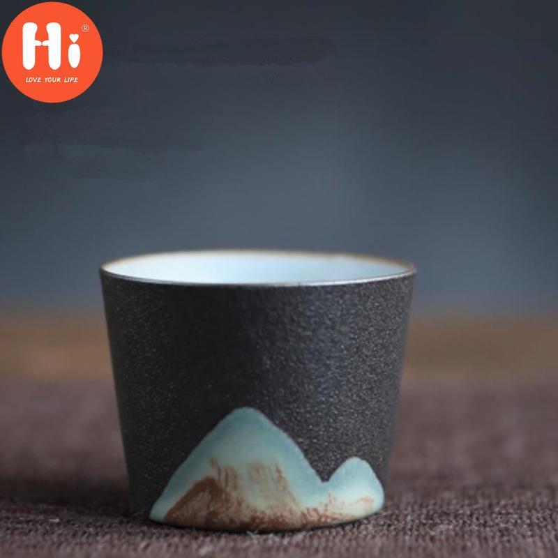 Hand Painted Mountain Ceramic Teacups Coarse Pottery C Nese Kung Fu Tea Set Handmade Teaware