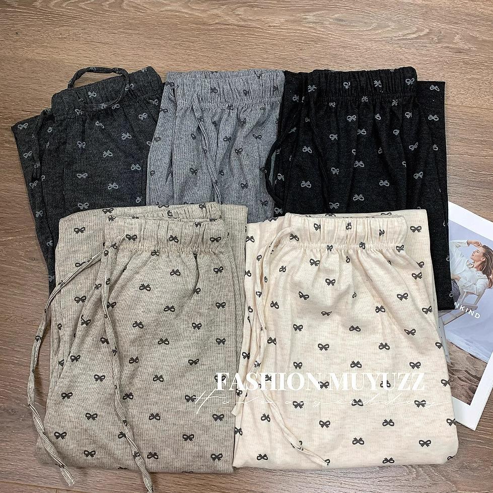 Маленький бантик Брюки с высокой талией и широкими штанинами - Женские Весенне-осенние Мягкие Прямые штанины