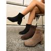 Мартинсы на среднем каблуке с квадратным носком Женские 2025 Зима Новые Стройнящие Большого размера Модные ботинки